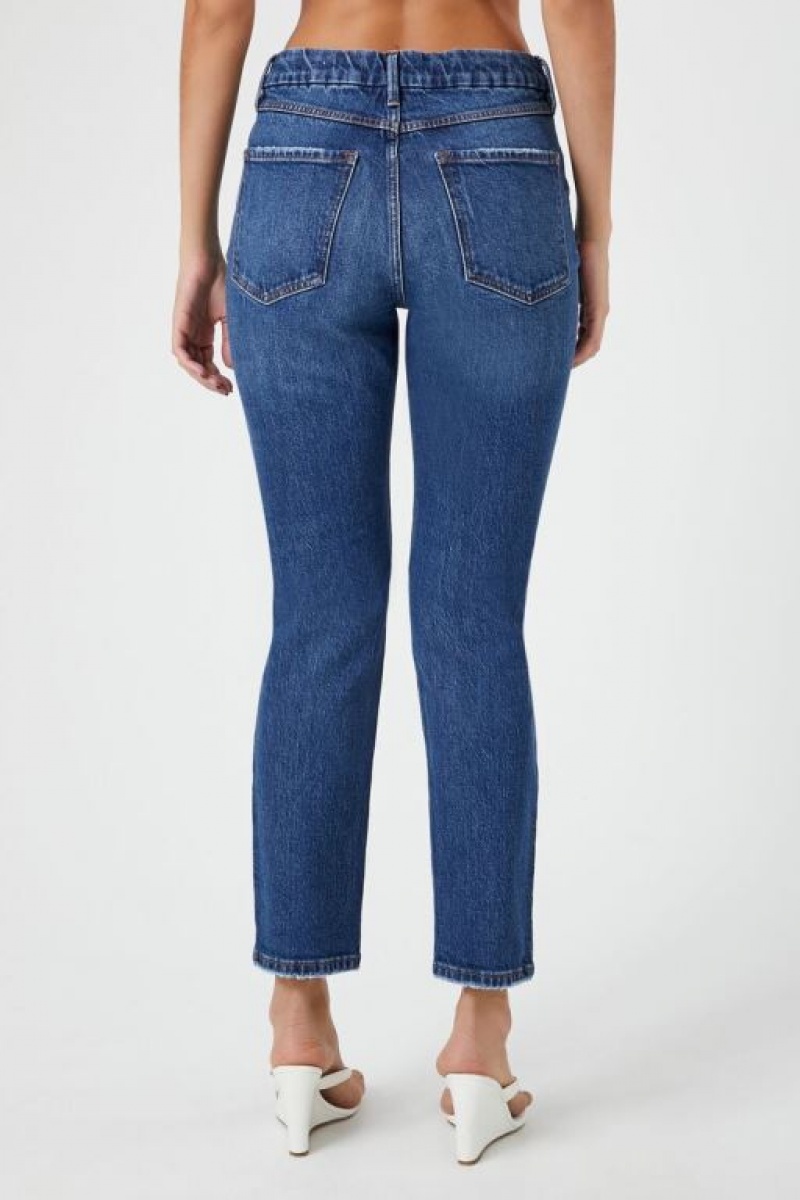 Jeans Forever 21 Curvy High Rise Directo Mujer Azules Oscuro | hGpnPAfKGCO