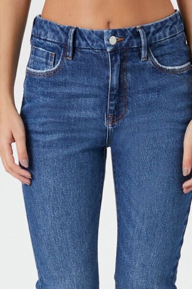 Jeans Forever 21 Curvy High Rise Directo Mujer Azules Oscuro | hGpnPAfKGCO