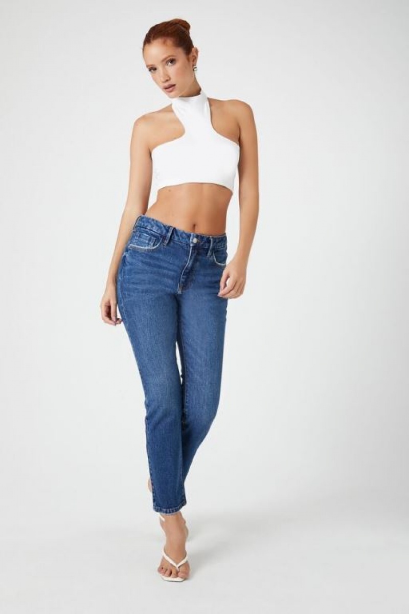 Jeans Forever 21 Curvy High Rise Directo Mujer Azules Oscuro | hGpnPAfKGCO