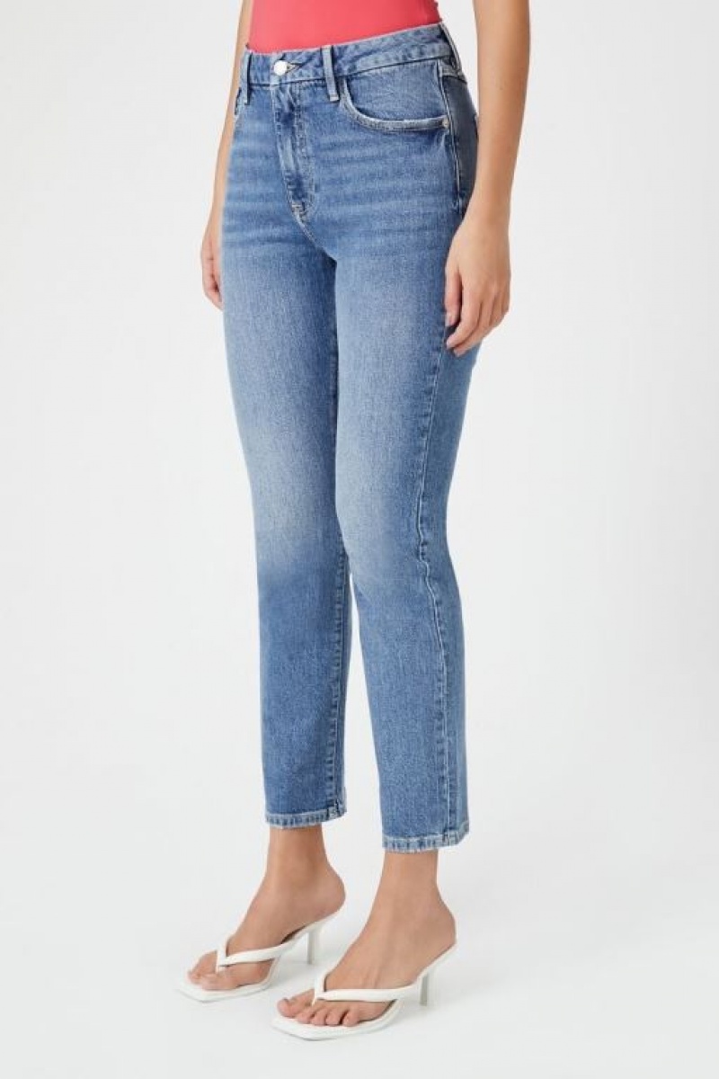 Jeans Forever 21 Curvy High Rise Directo Mujer Azules | VnhVg5iRk93