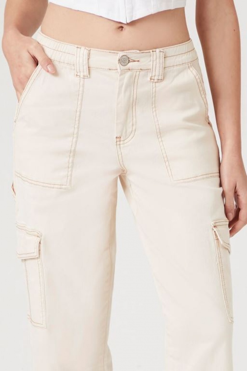 Jeans Forever 21 Denim Cargo Mujer Blancas | 4Q40Z6yo13M