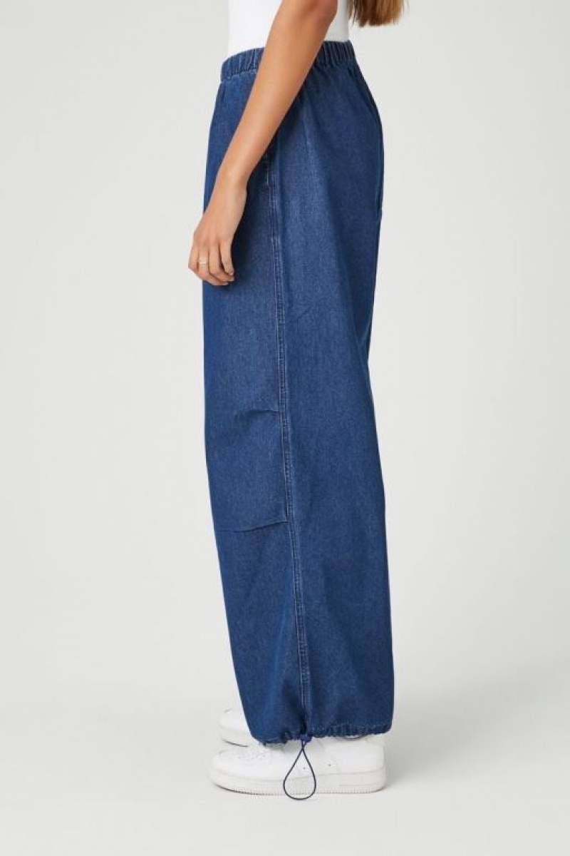 Jeans Forever 21 Denim Wide Leg Joggers Mujer Azules Oscuro | tMZlGlK2AIj