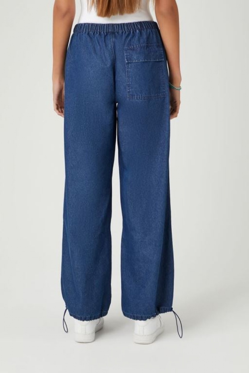 Jeans Forever 21 Denim Wide Leg Joggers Mujer Azules Oscuro | tMZlGlK2AIj