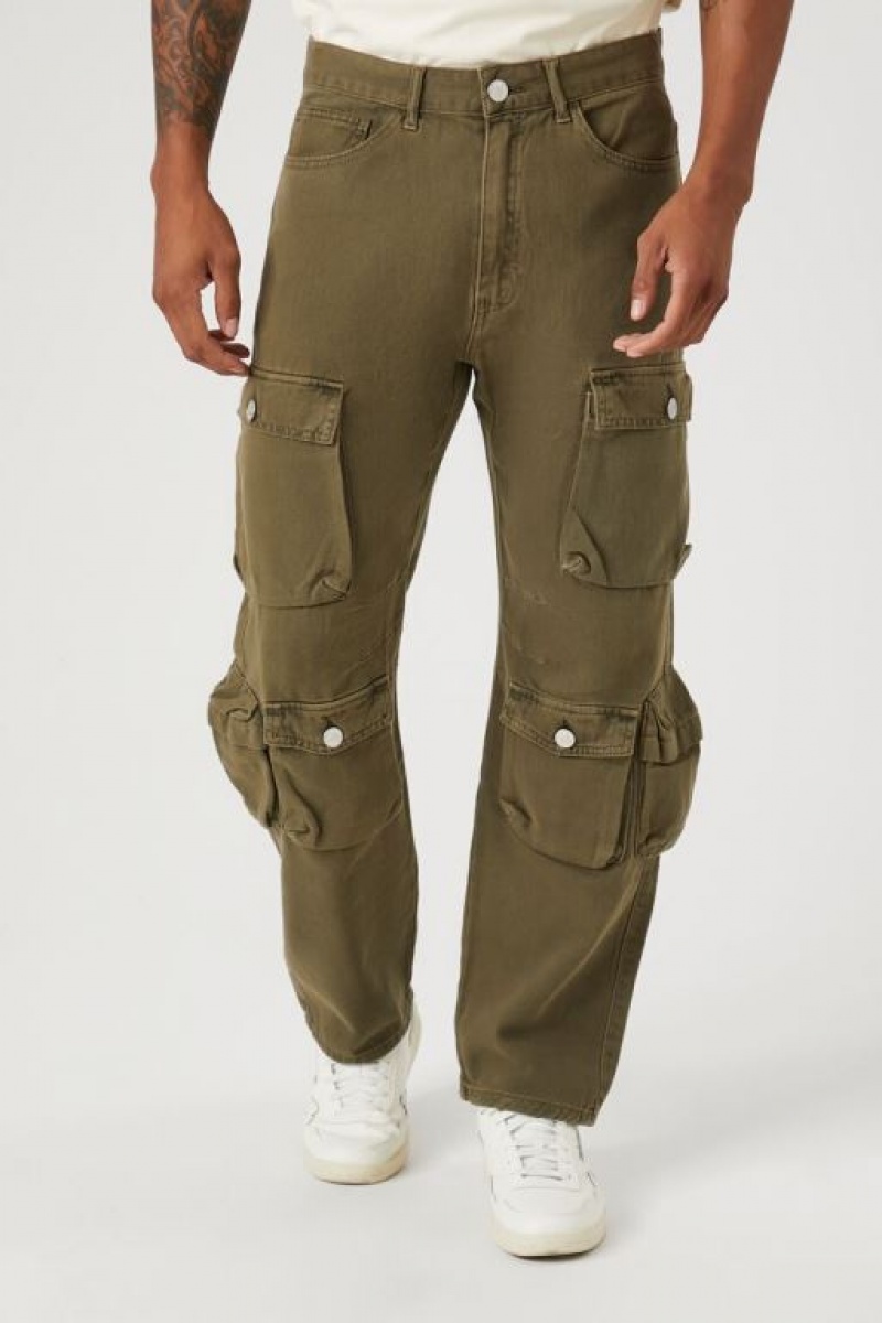 Jeans Forever 21 Directo Leg Cargo Hombre Verde Oliva | vhDeK9XeqAw