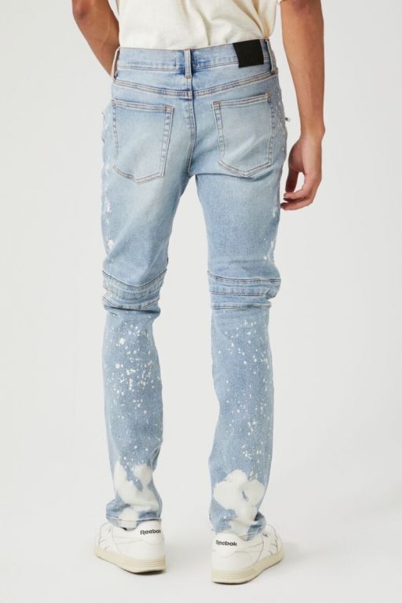 Jeans Forever 21 Distressed Bleach Dye Moto Hombre Azules Claro Multicolor | uh3k1x9cMYW