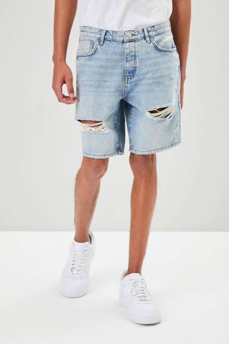 Jeans Forever 21 Distressed Denim Hombre Azules | Rz8SUgZ431s