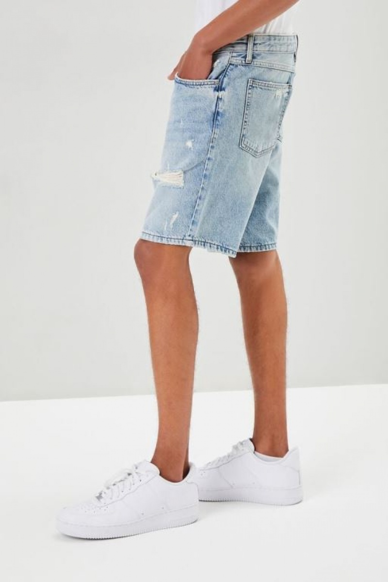 Jeans Forever 21 Distressed Denim Hombre Azules | Rz8SUgZ431s