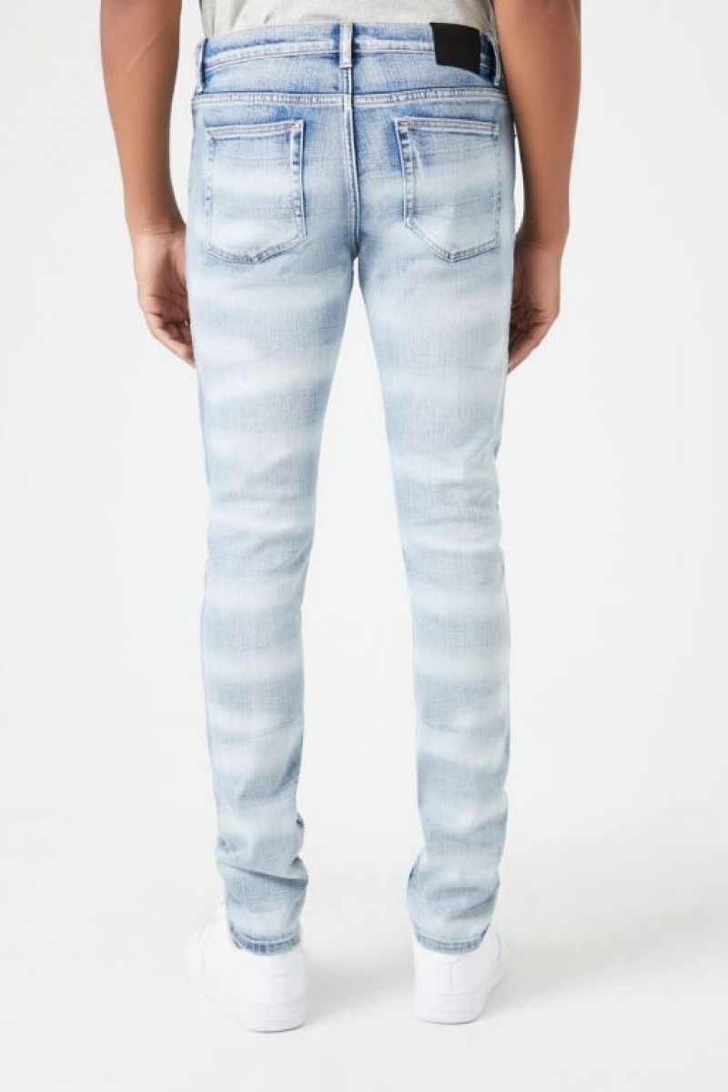 Jeans Forever 21 Distressed Faded Wash Flaco Hombre Azules Claro | fsS5NDvFnS2