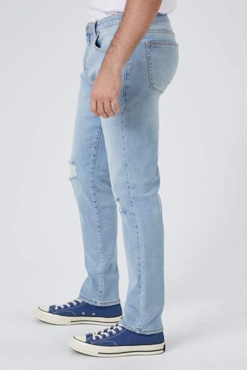 Jeans Forever 21 Distressed Flaco Hombre Azules Claro | ySWSfFkSlDj