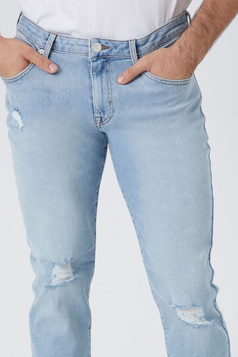 Jeans Forever 21 Distressed Flaco Hombre Azules Claro | ySWSfFkSlDj