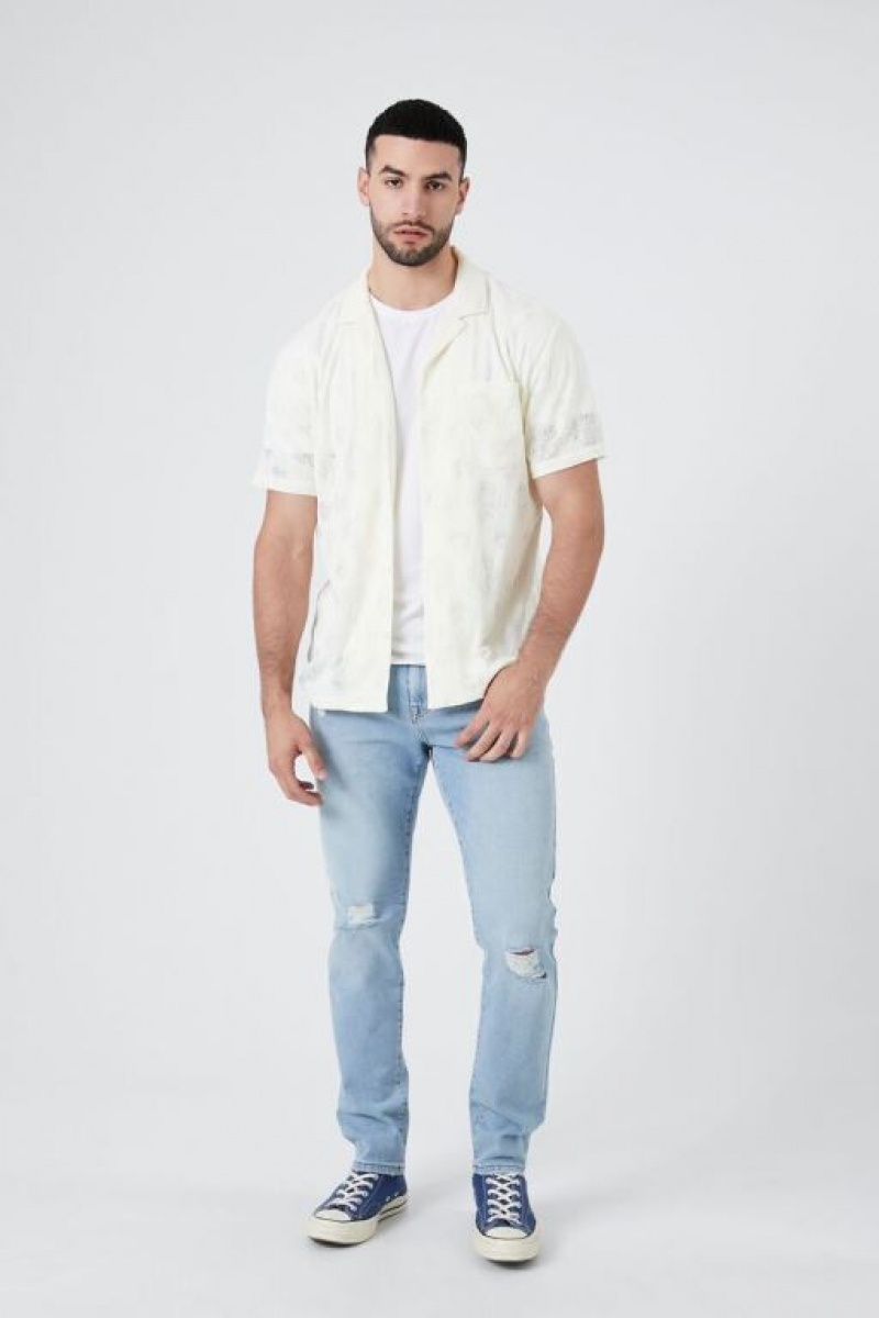 Jeans Forever 21 Distressed Flaco Hombre Azules Claro | ySWSfFkSlDj