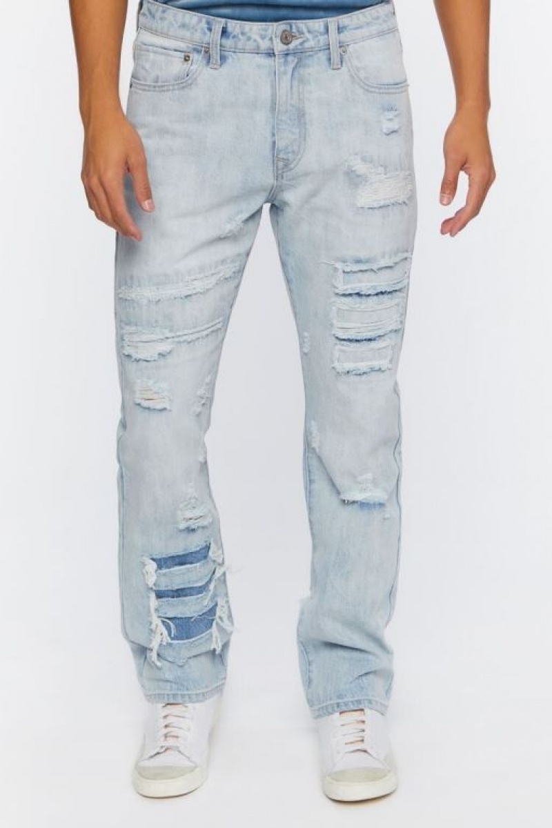 Jeans Forever 21 Distressed Flare Leg Hombre Azules Claro | I4fIo1FYkNp