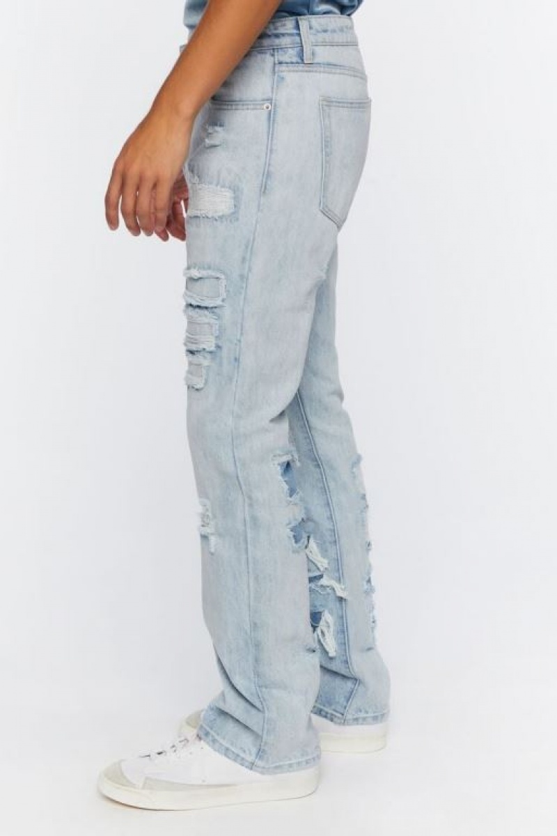 Jeans Forever 21 Distressed Flare Leg Hombre Azules Claro | I4fIo1FYkNp