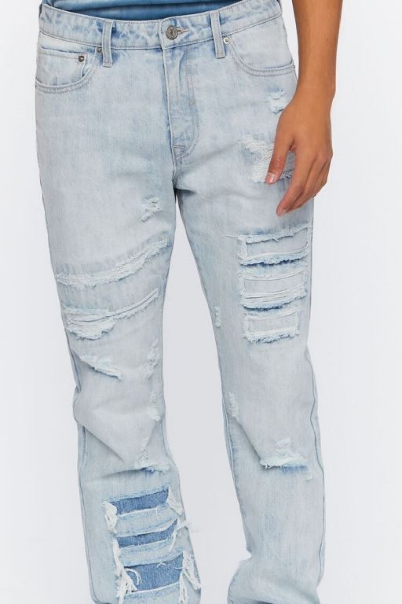 Jeans Forever 21 Distressed Flare Leg Hombre Azules Claro | I4fIo1FYkNp