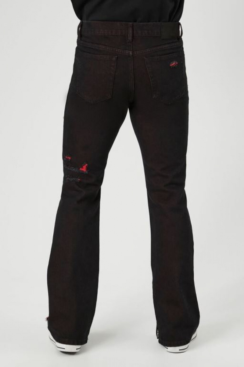 Jeans Forever 21 Distressed Slim Fit Hombre Negras Rojas | PmXrbnvxEp3