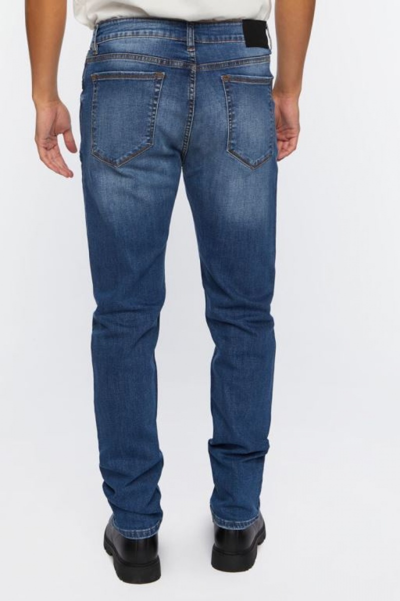 Jeans Forever 21 Distressed Slim Fit Hombre Azules | mYgHN8CS05B