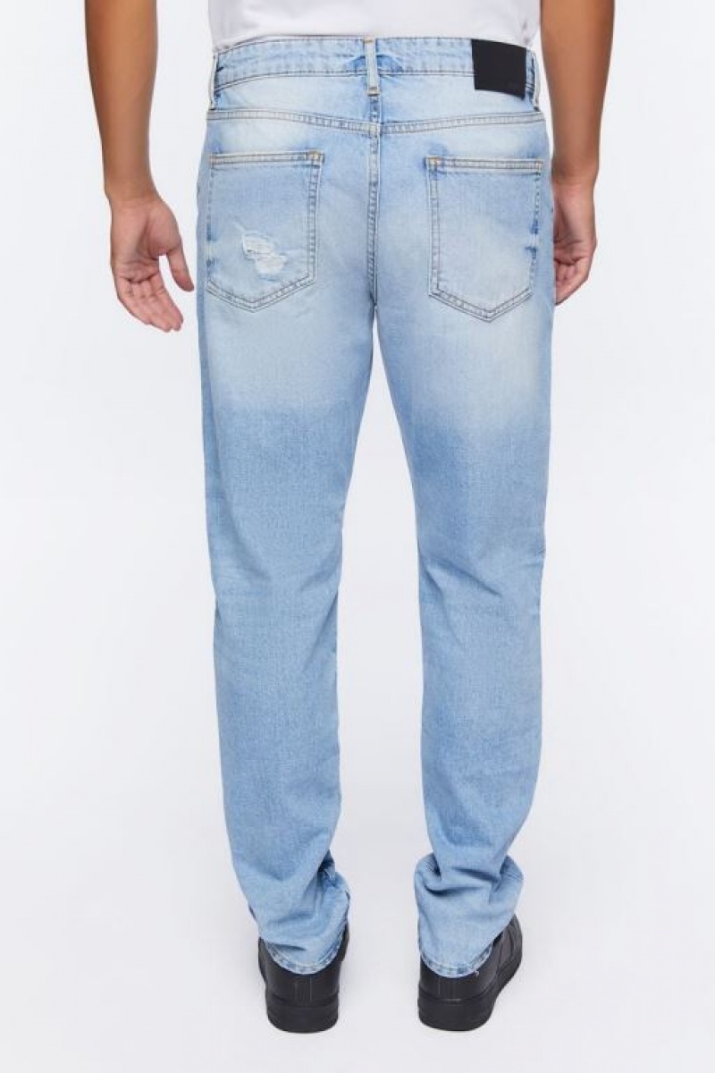 Jeans Forever 21 Distressed Slim Fit Hombre Azules Claro | NkgunnWiS0V