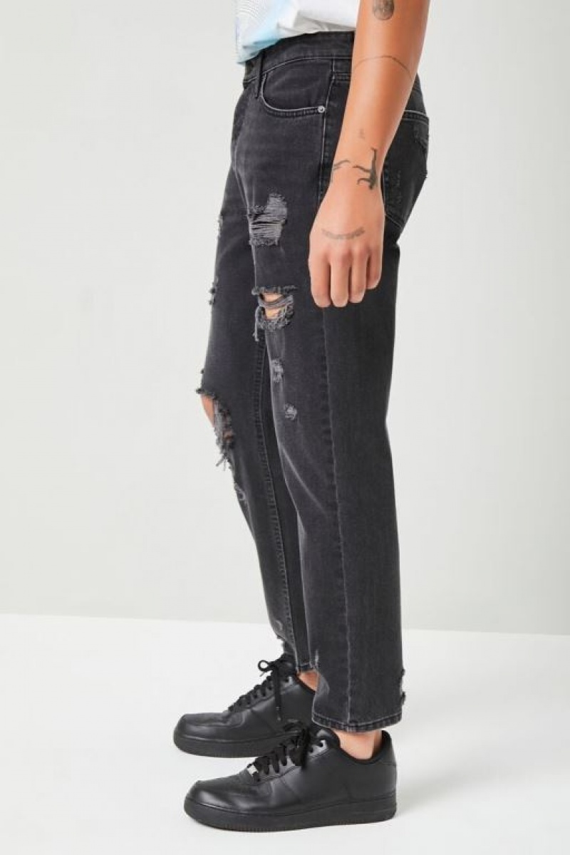 Jeans Forever 21 Distressed Slim Fit Hombre Negras | XkaGyPCYJ6X