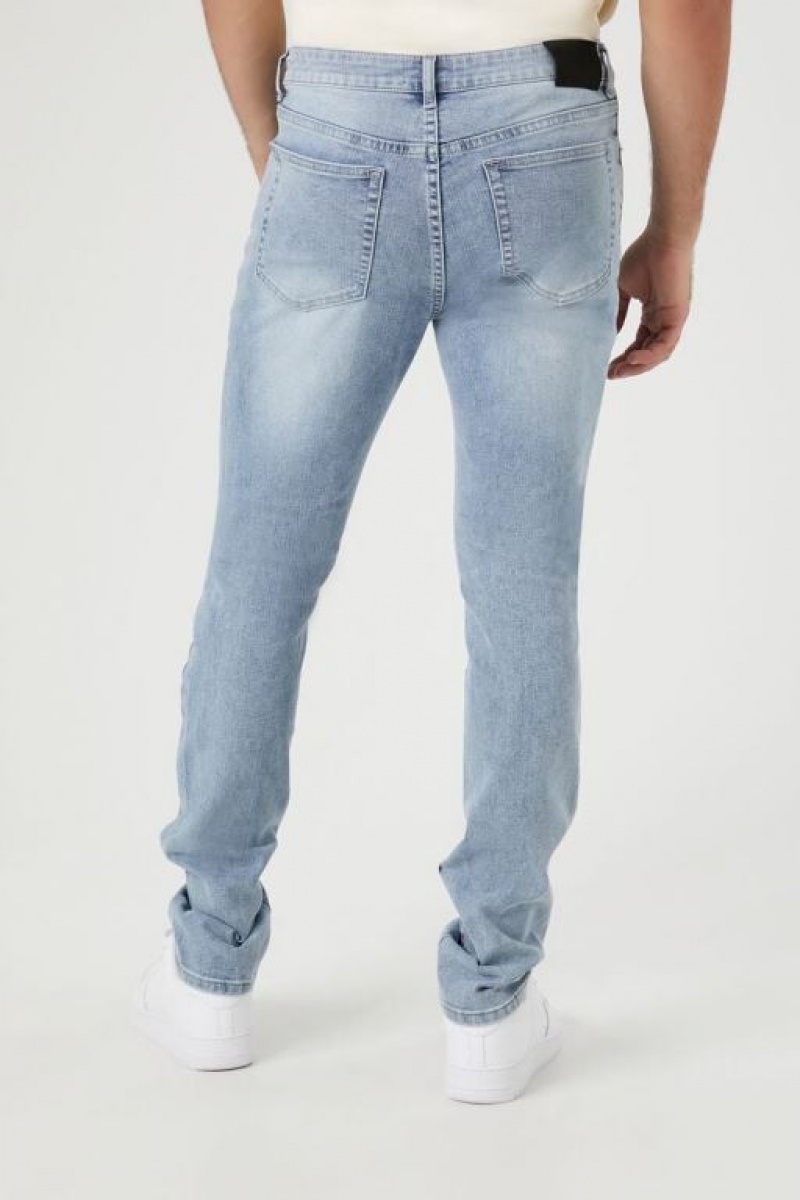 Jeans Forever 21 Distressed Stone Wash Flaco Hombre Azules | 42ZpDiwFDTY