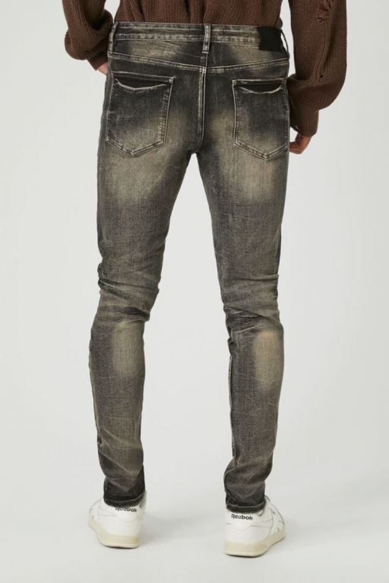 Jeans Forever 21 Distressed Stone Wash Flaco Hombre Negras | dS26CBxU9iO