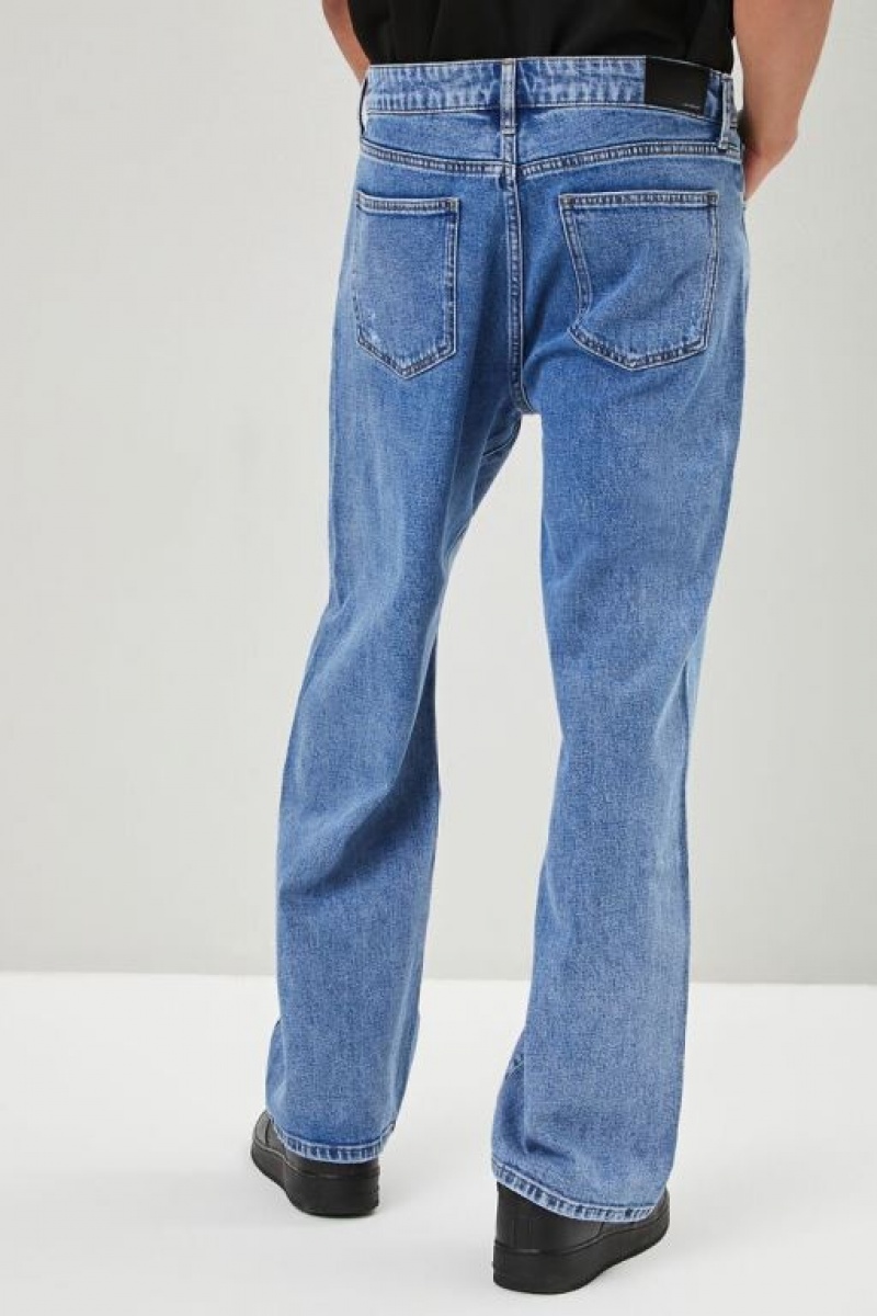 Jeans Forever 21 Distressed Wide Leg Hombre Azules | Yv52JNlEjWg