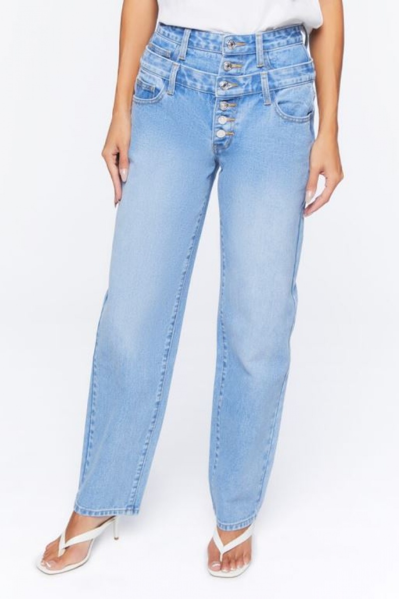 Jeans Forever 21 Double Waist Mom Mujer Azules | fdlv7iLuZZz