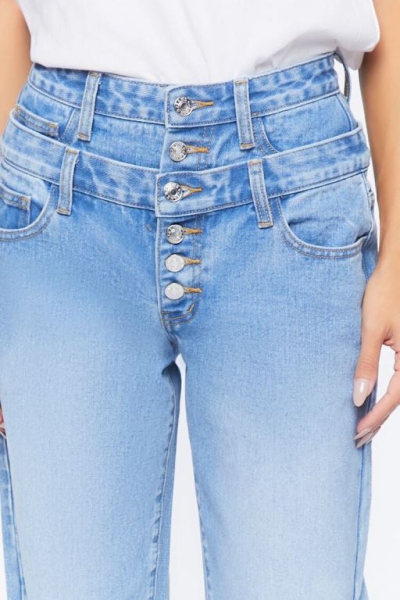 Jeans Forever 21 Double Waist Mom Mujer Azules | fdlv7iLuZZz