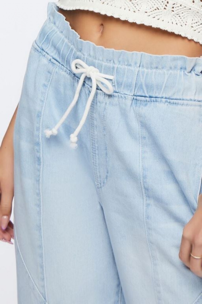 Jeans Forever 21 Drawstring Paperbag Mujer Azules Claro | uwkMdisNtxD