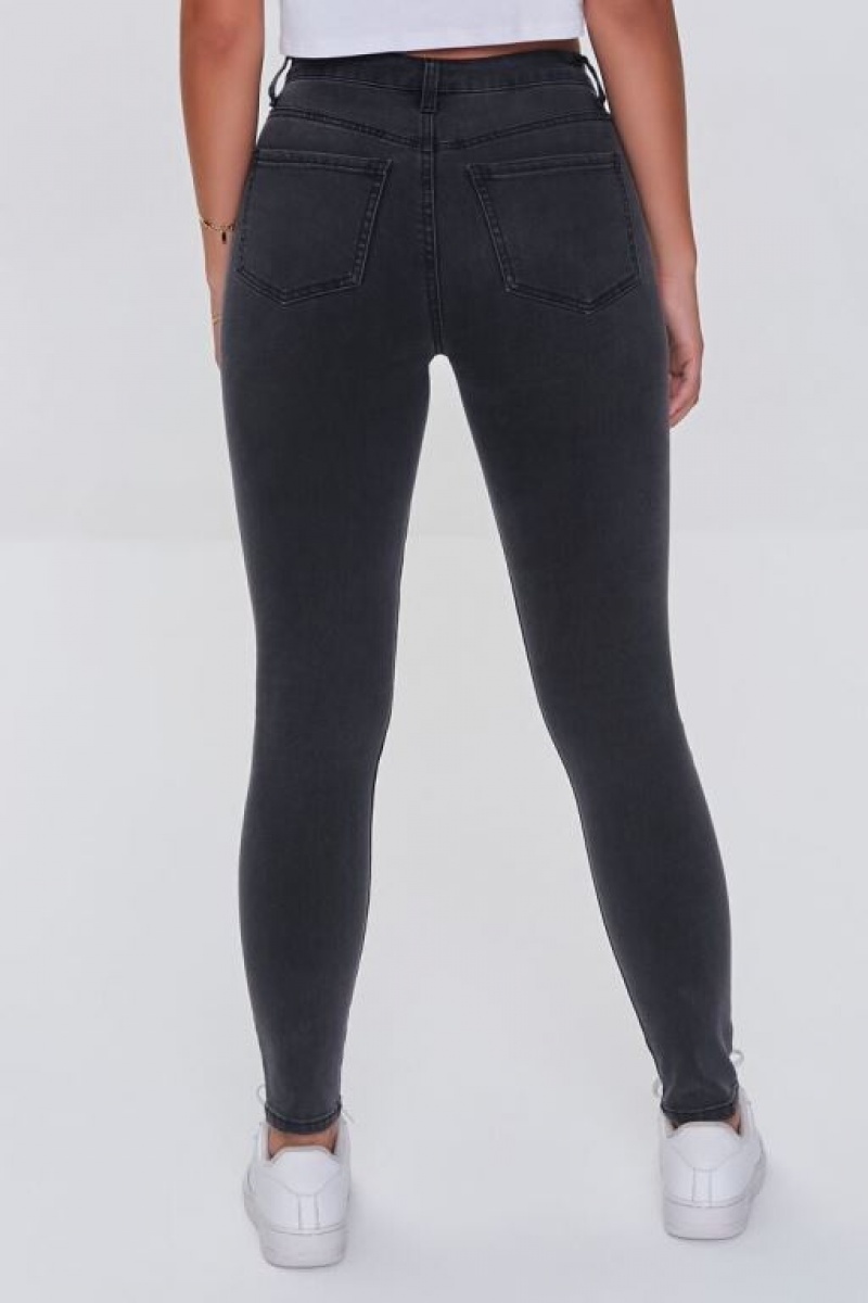 Jeans Forever 21 Essential Mid Rise Flaco Mujer Negras | kBBlNHH8WQF