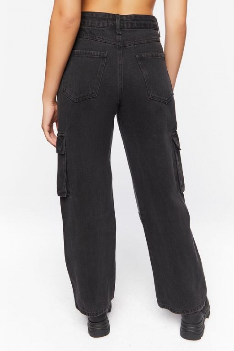 Jeans Forever 21 Faux Cuero Cargo Mujer Negras | uGkNe9l0km9