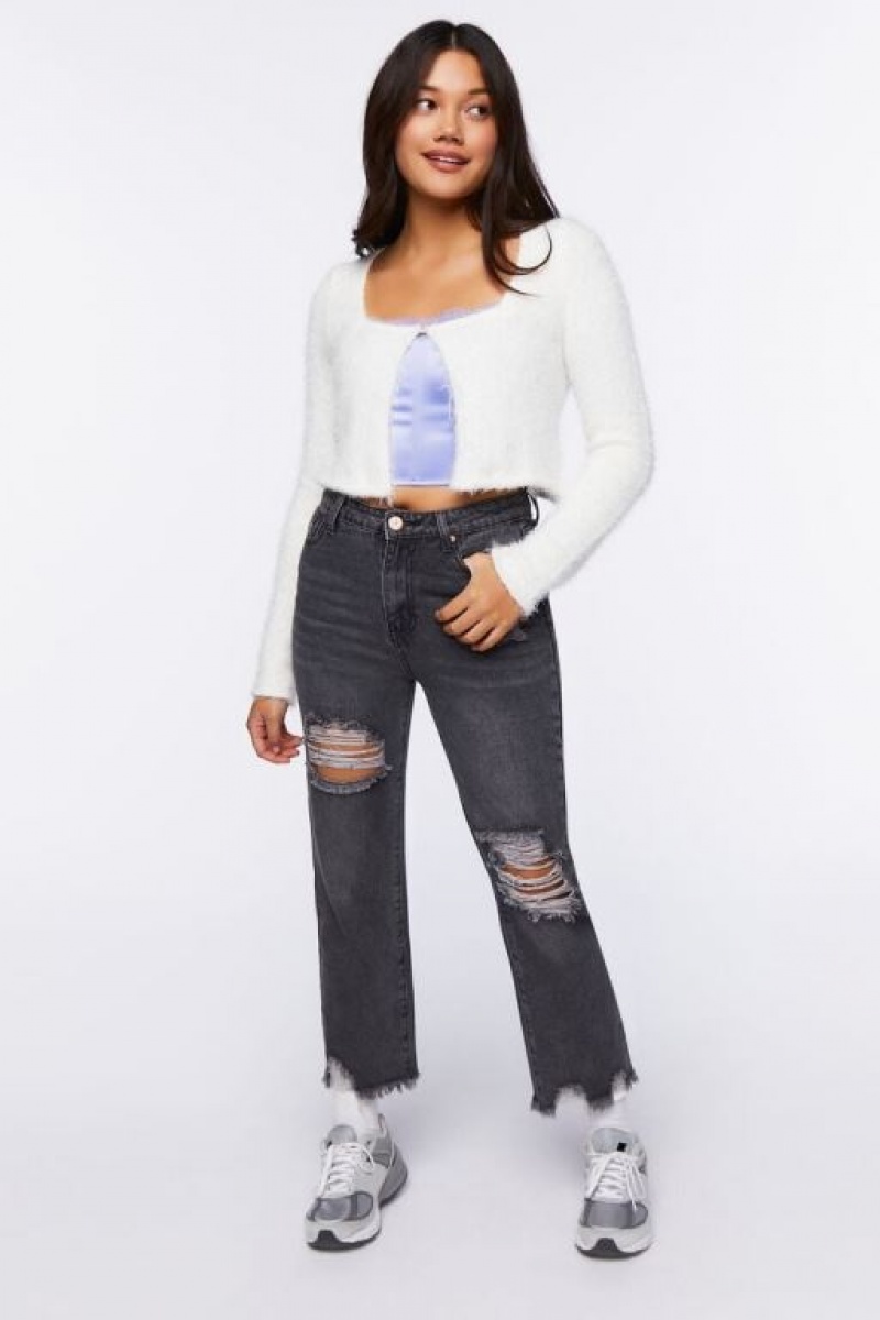 Jeans Forever 21 Frayed Boyfriend Mujer Negras | rZ46DMi93d9