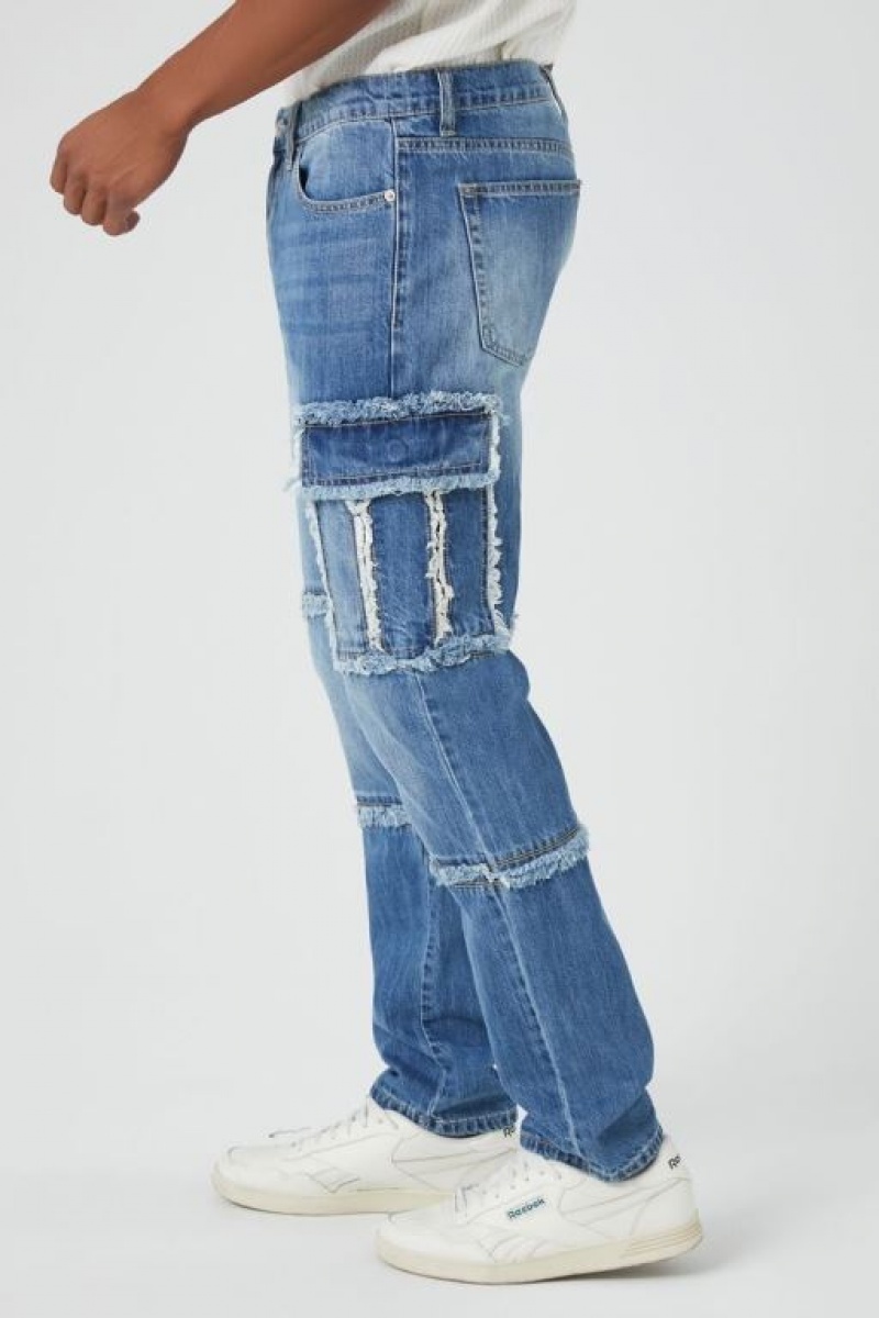 Jeans Forever 21 Frayed Flaco Hombre Azules | n0WBbgbuW37