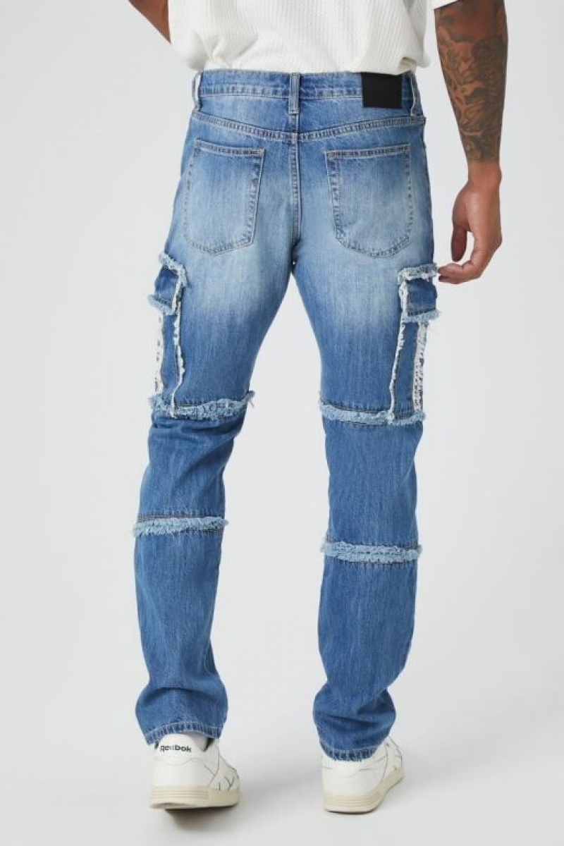 Jeans Forever 21 Frayed Flaco Hombre Azules | n0WBbgbuW37