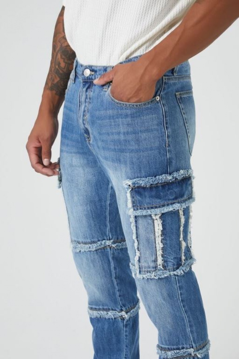 Jeans Forever 21 Frayed Flaco Hombre Azules | n0WBbgbuW37