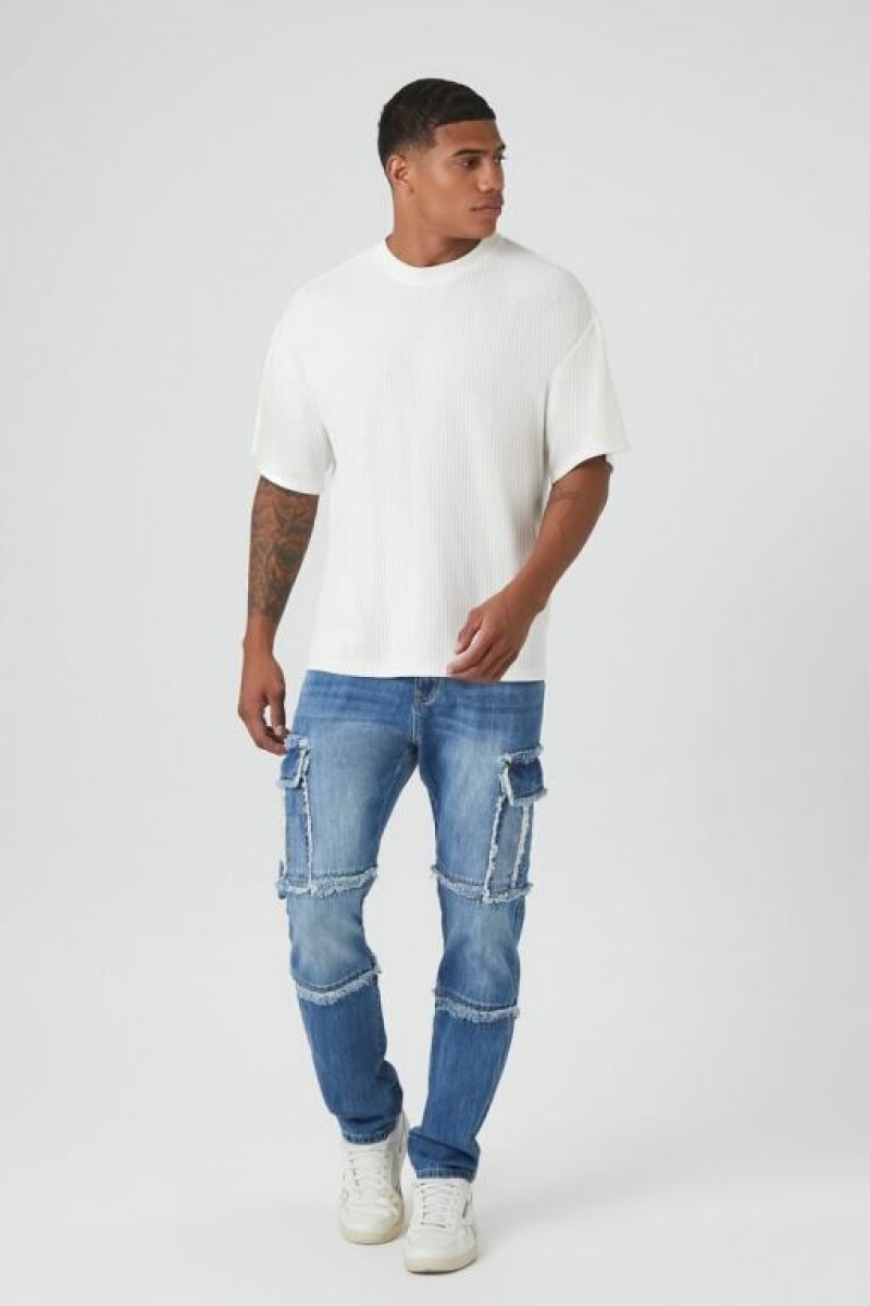 Jeans Forever 21 Frayed Flaco Hombre Azules | n0WBbgbuW37