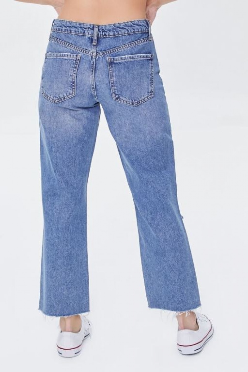 Jeans Forever 21 Frayed Mid Rise Boyfriend Petite Mujer Azules | XwOJGVSVc5x