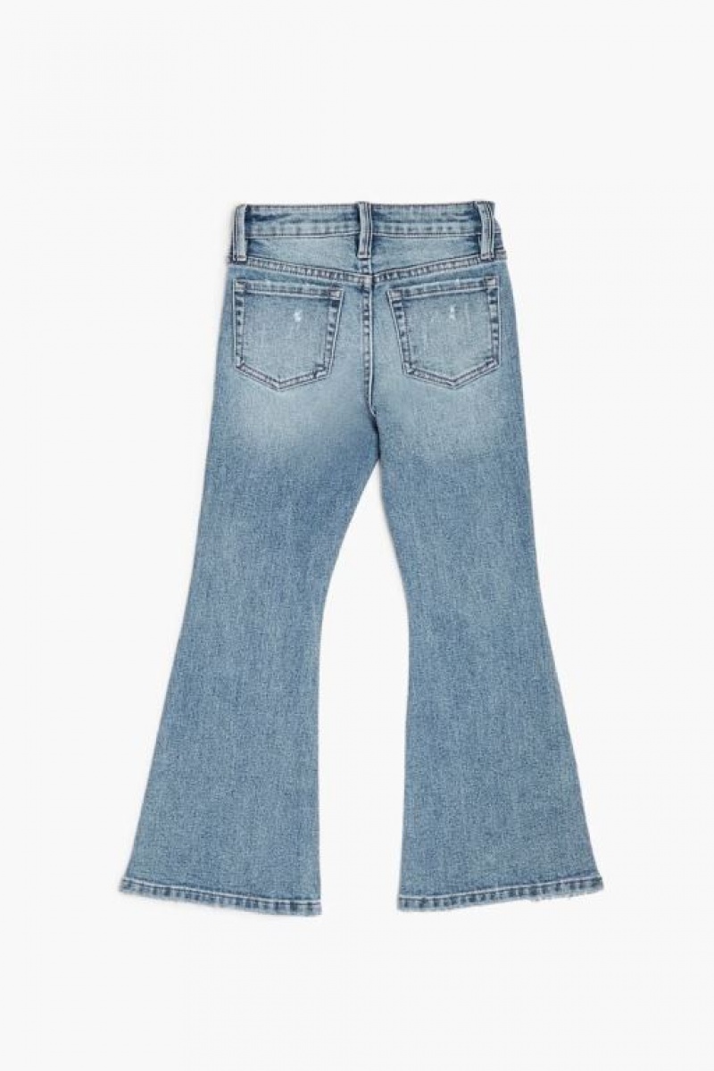 Jeans Forever 21 Girls Distressed Flare Niños Azules | 8PD3lsqMKGI