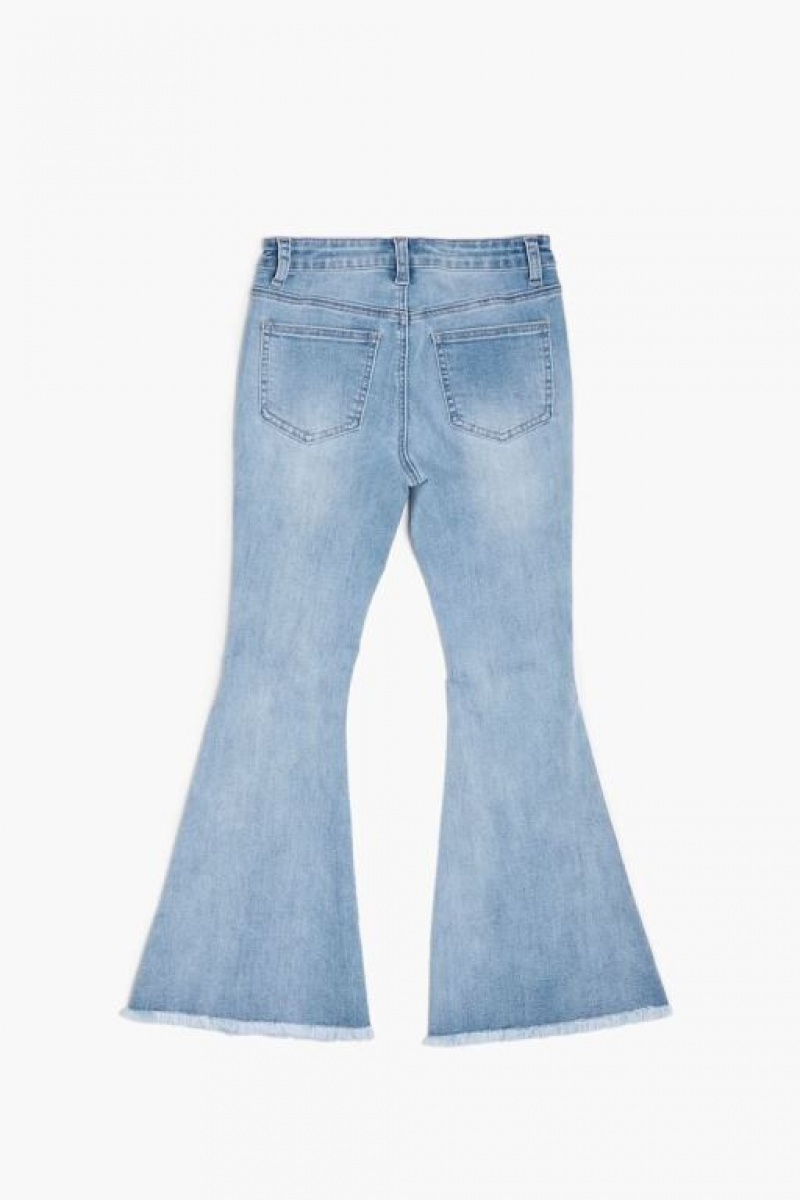 Jeans Forever 21 Girls Distressed Flare Niños Azules Claro | bor1jZAZumq