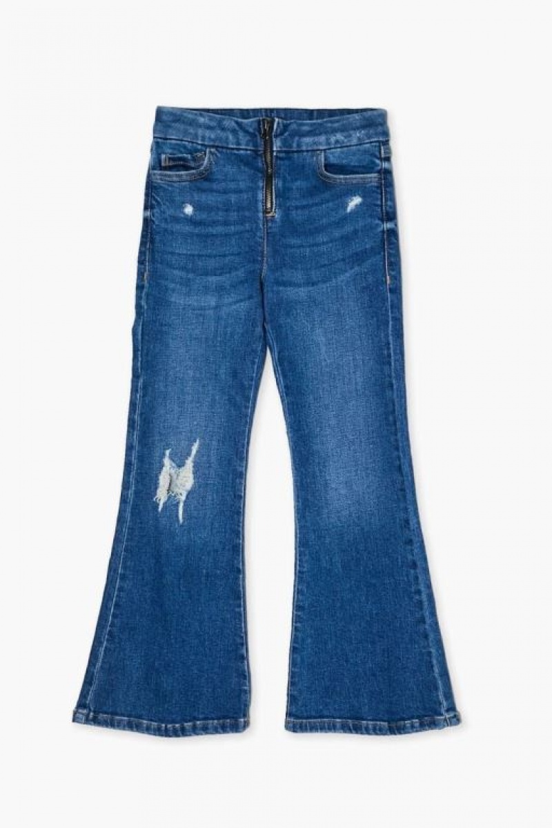 Jeans Forever 21 Girls Distressed Flare Niños Azules | ROmFevciTs3