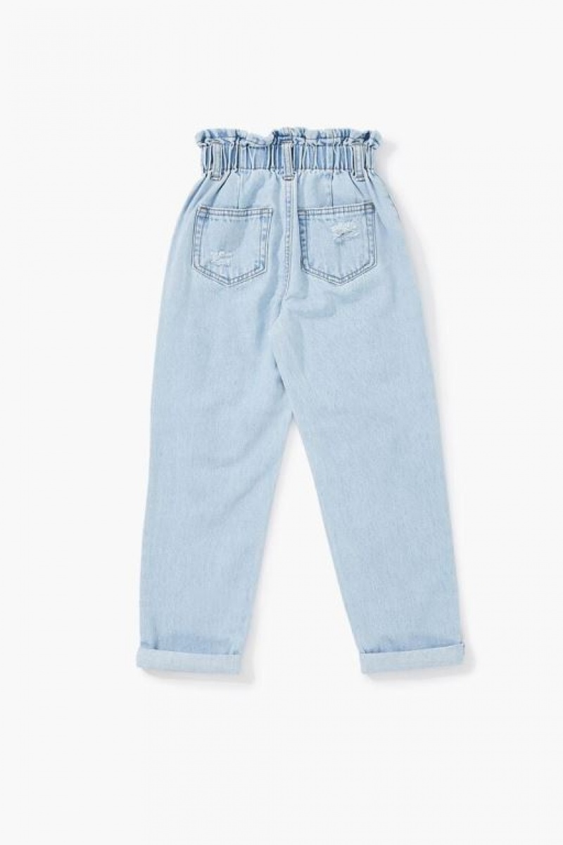 Jeans Forever 21 Girls Distressed Paperbag Niños Azules Claro | KzaEVMk3ziZ