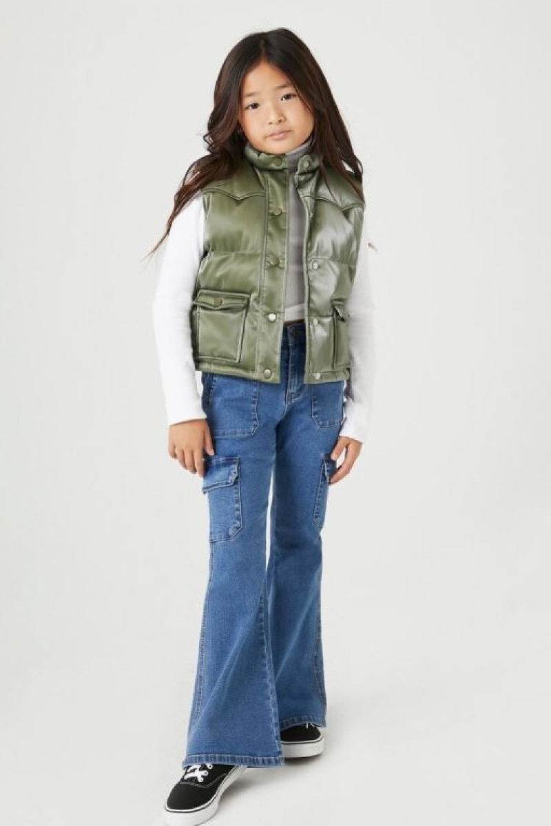 Jeans Forever 21 Girls Flare Leg Cargo Niños Azules | XMbEOQKpMQy