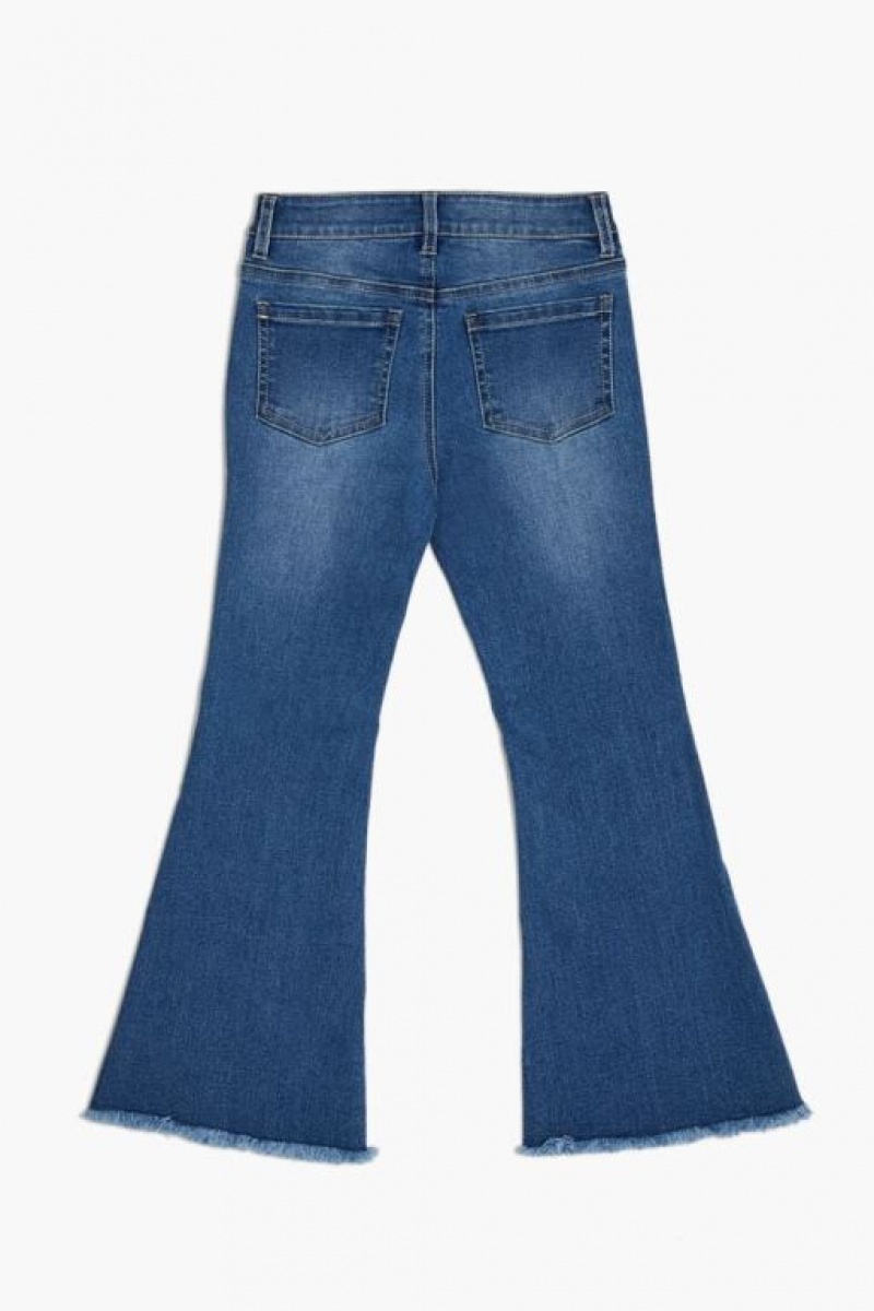 Jeans Forever 21 Girls Frayed Flare Leg Niños Azules | g6Cqg0KrnR4