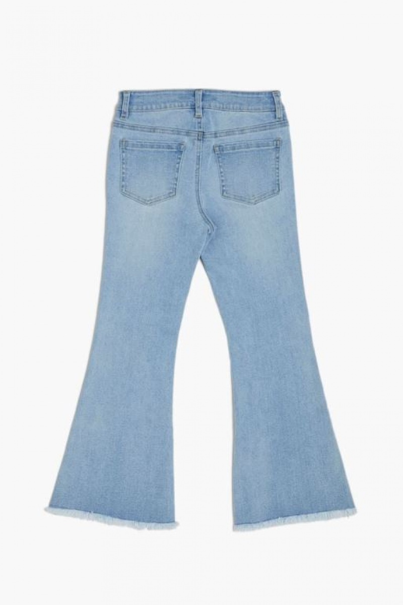 Jeans Forever 21 Girls Frayed Flare Leg Niños Azules Claro | hII5lIXQf7N