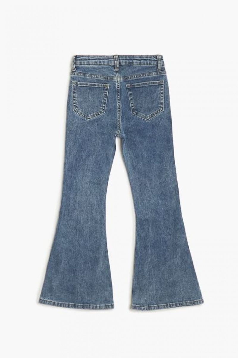 Jeans Forever 21 Girls Frayed Trim Flare Niños Azules | IucYA5j87kg