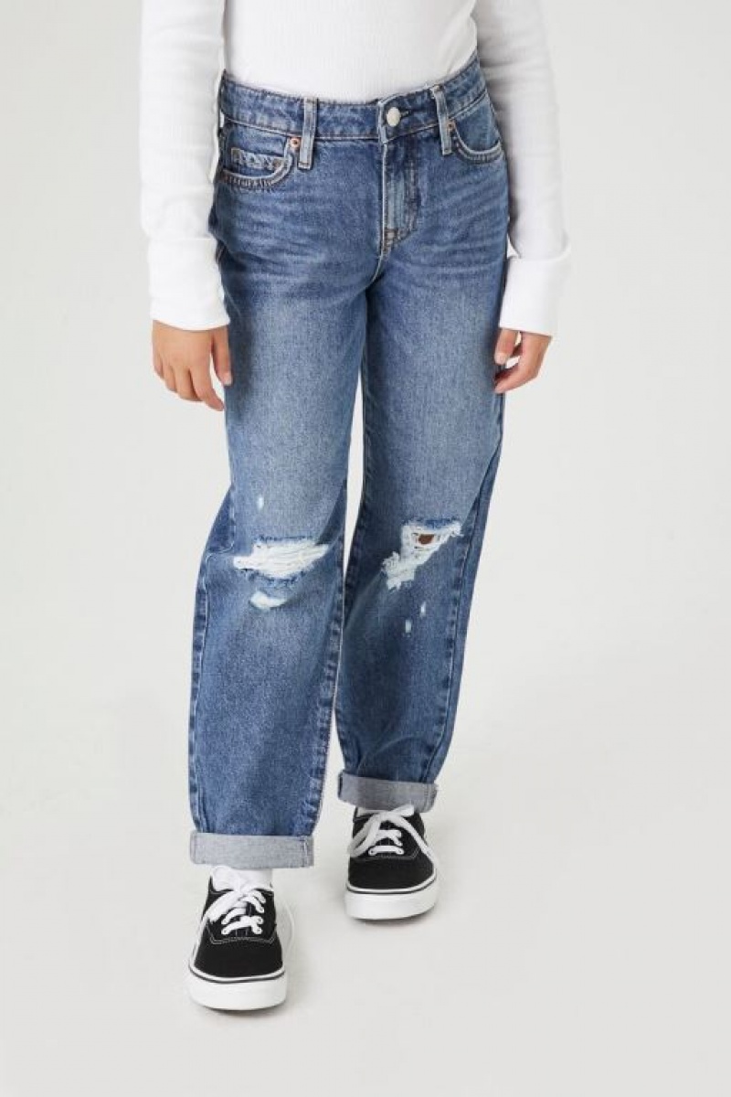 Jeans Forever 21 Girls Recycled Cotton Niños Azules Oscuro | adW6A8YaQ1R