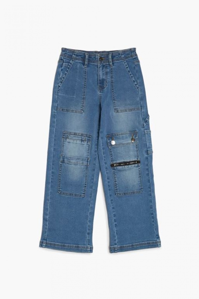 Jeans Forever 21 Girls Wide Leg Cargo Niños Azules | X1oXHFim0WQ