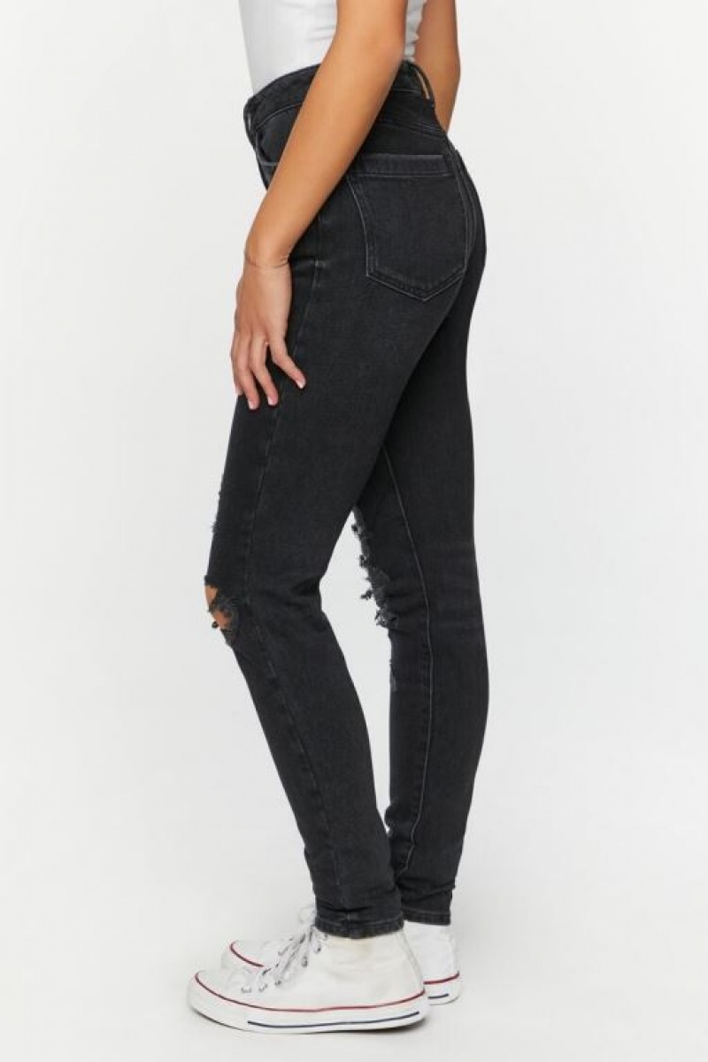 Jeans Forever 21 Hemp Distressed Flaco Mujer Negras | WlILeV7H2bB