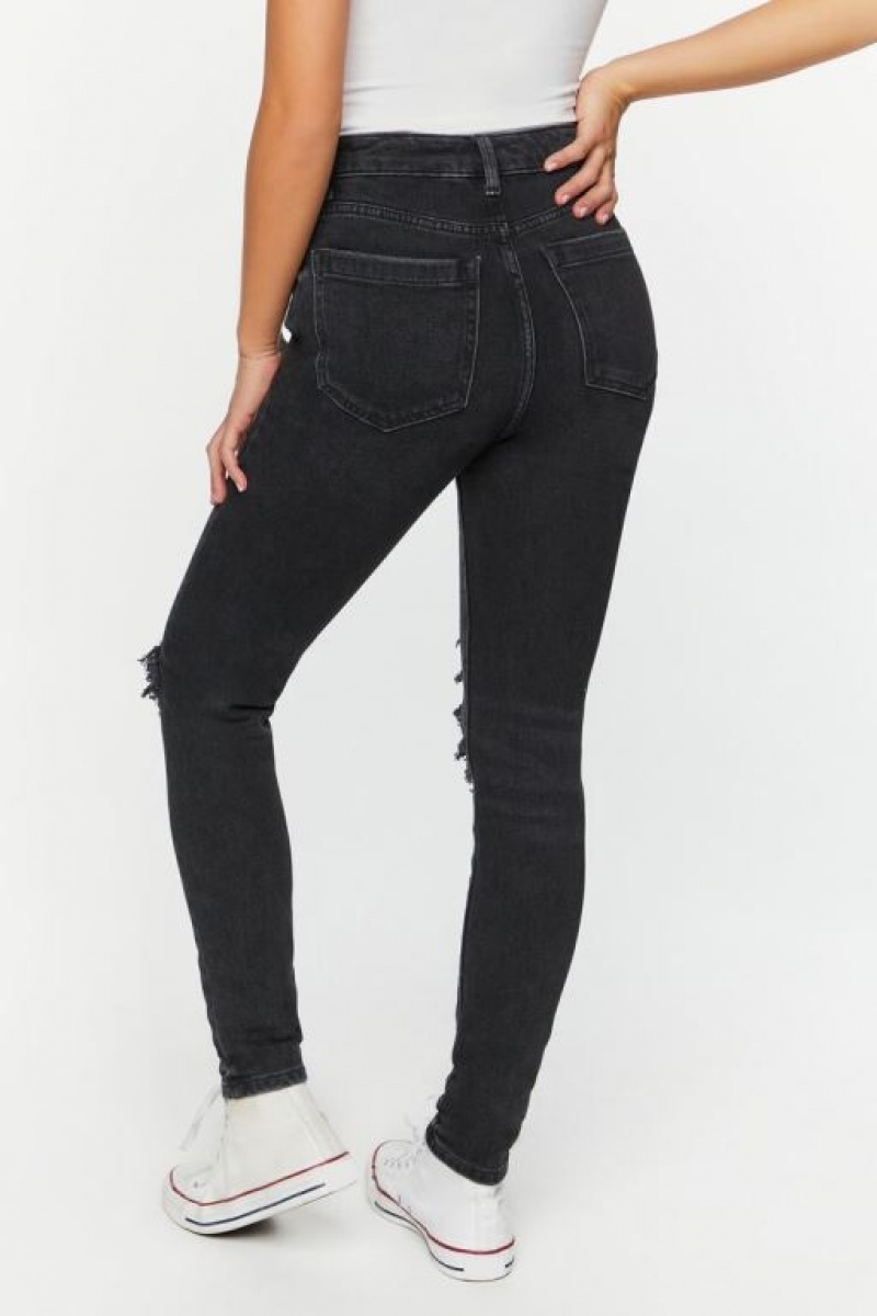 Jeans Forever 21 Hemp Distressed Flaco Mujer Negras | WlILeV7H2bB