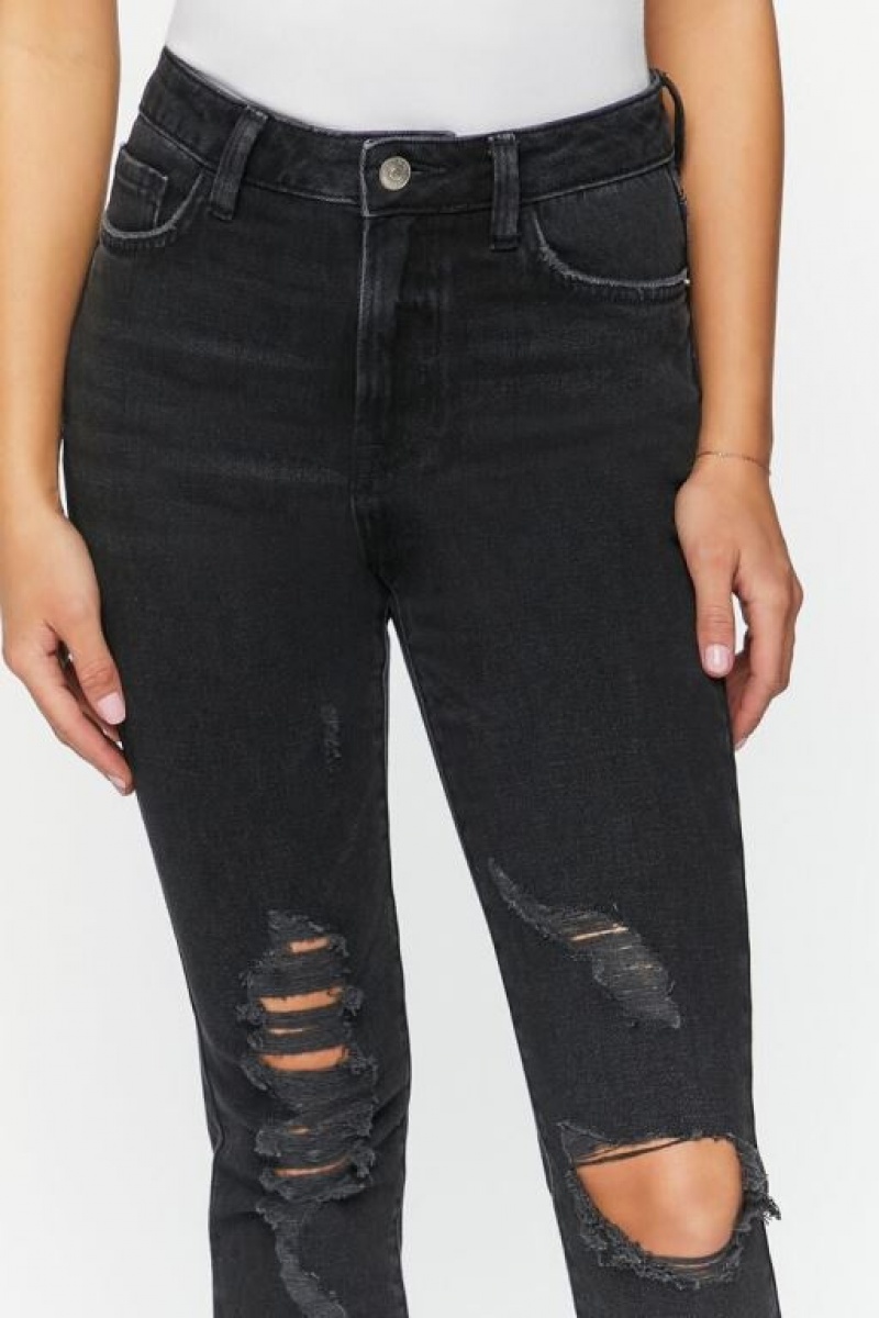 Jeans Forever 21 Hemp Distressed Flaco Mujer Negras | WlILeV7H2bB