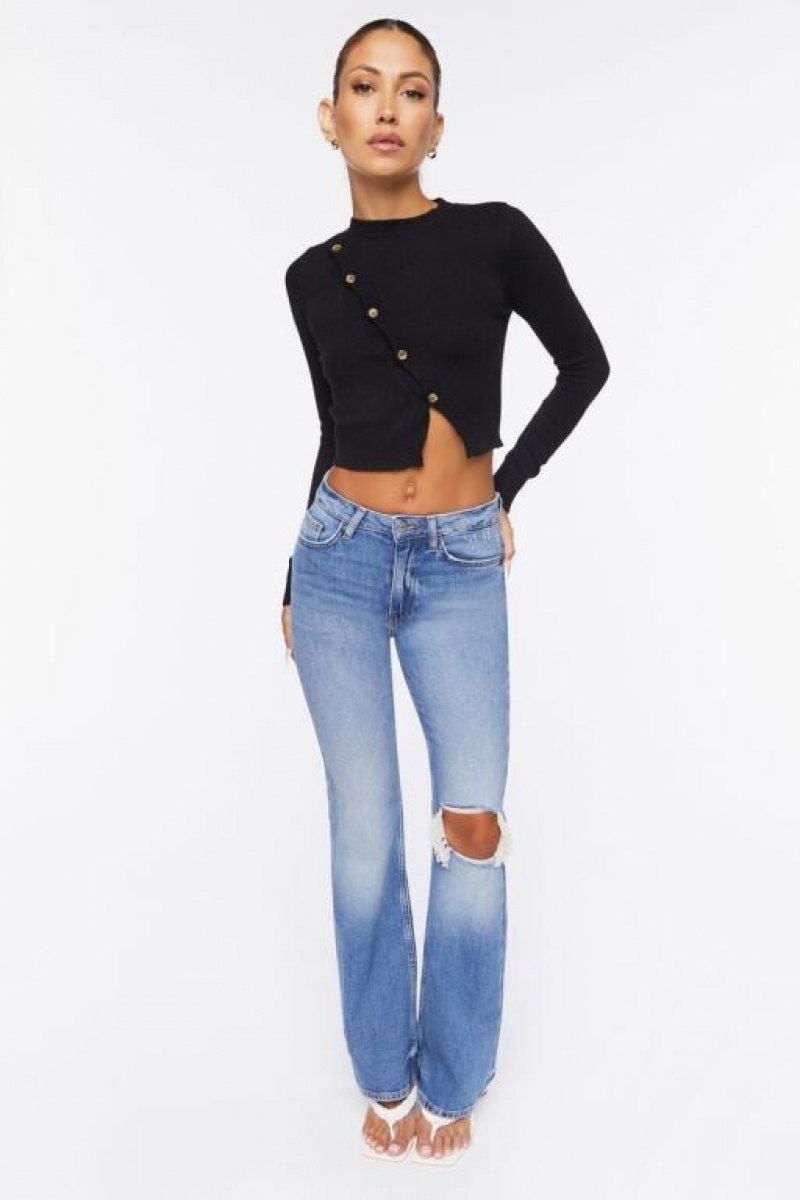 Jeans Forever 21 Hemp Distressed Flare Mujer Azules | 9gBIw7wwvLr